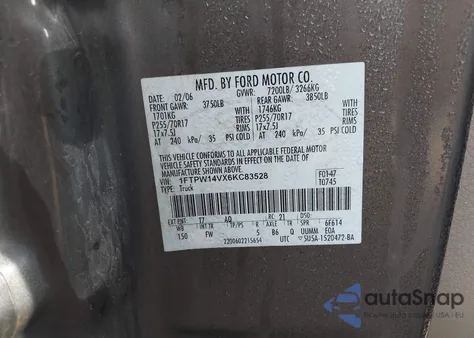 2006 Ford F-150 Fx4/Lariat/Xlt from USA, damaged, VIN 1FTPW14VX6KC83528